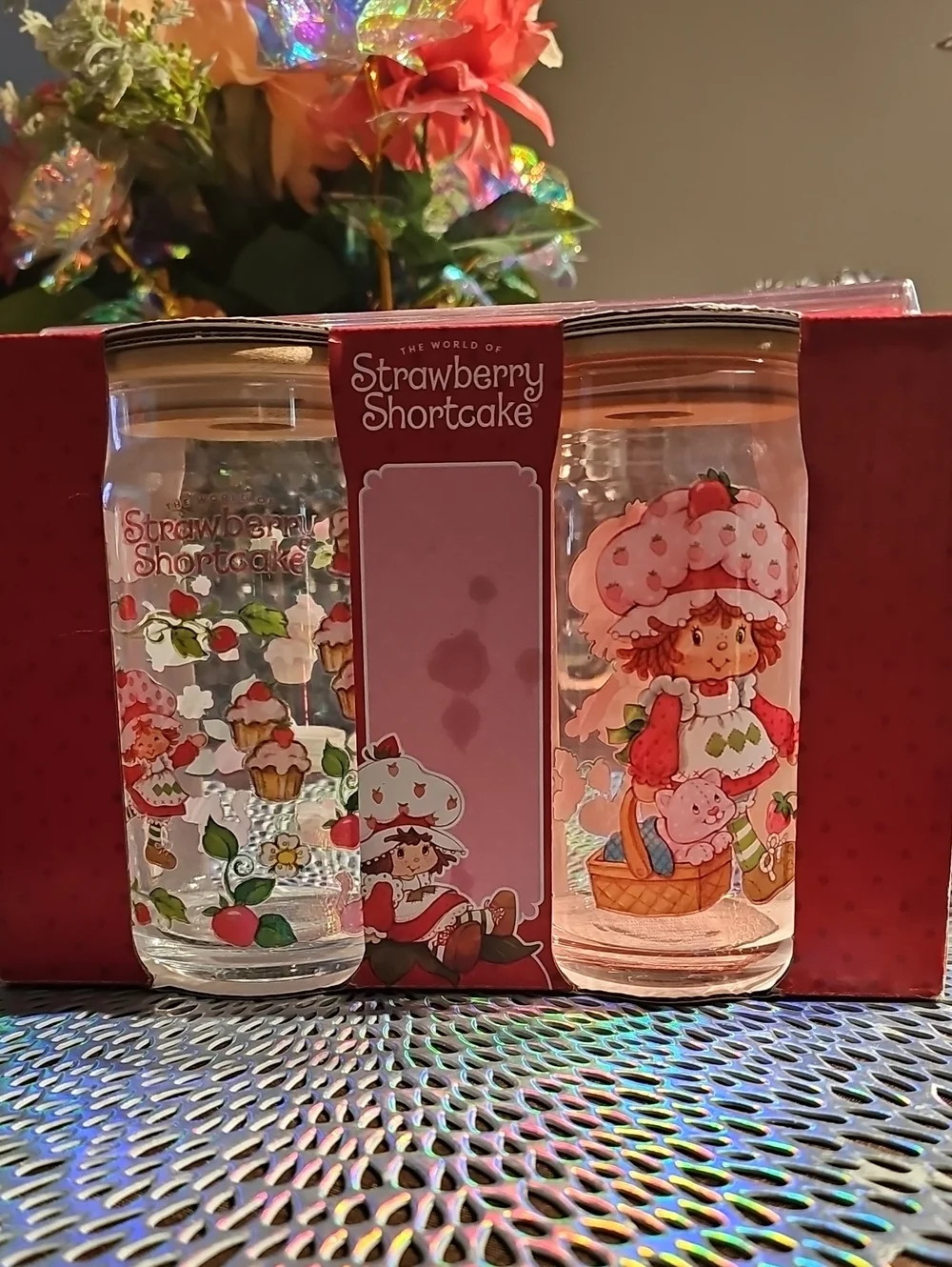 Pink & Clear Strawberry Shortcake Decorative Glass Tumbler Set